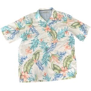 Caribbean Mens Short Sleeve Button‎ Up Floral Print Size L